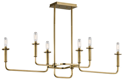 Alden Six Light Linear Chandelier in Natural Brass (12|43362NBR)