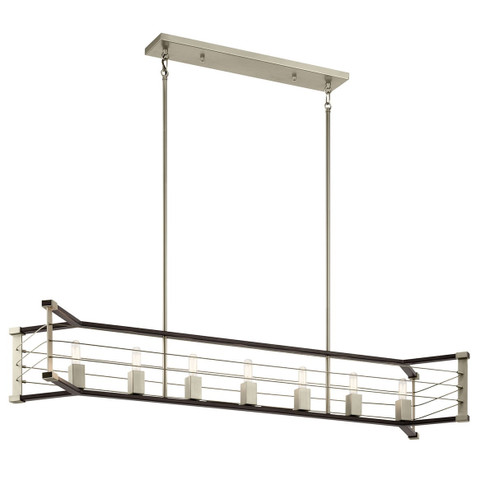 Lente Seven Light Linear Chandelier in Midnight Oak (12|44252MOK)