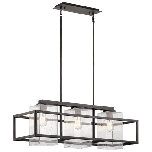 Wright Three Light Outdoor Linear Chandelier in Weathered Zinc (12|49805WZC)