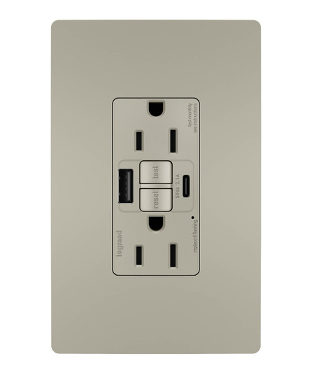 radiant Tamper-Resistant 15A Duplex Self-Test GFCI Receptacles with SafeLock Protection, USB Type A/C C4 in Nickel (246|1597TRUSBACNIC4)
