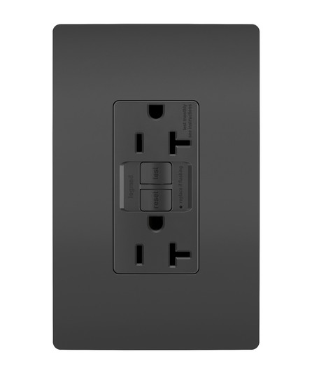 radiant Tamper-Resistant 20A Duplex Self-Test GFCI Receptacle with SafeLock Protection in Black (246|2097TRBK)