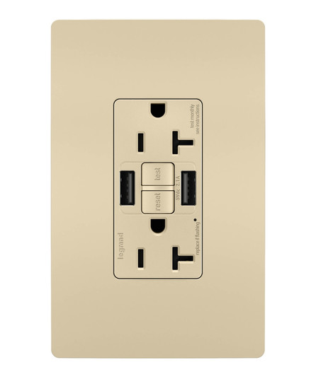 radiant Tamper-Resistant 20A Duplex Self-Test GFCI Receptacles with SafeLock Protection, Type A/A Outlet in Ivory (246|2097TRUSBAAI)
