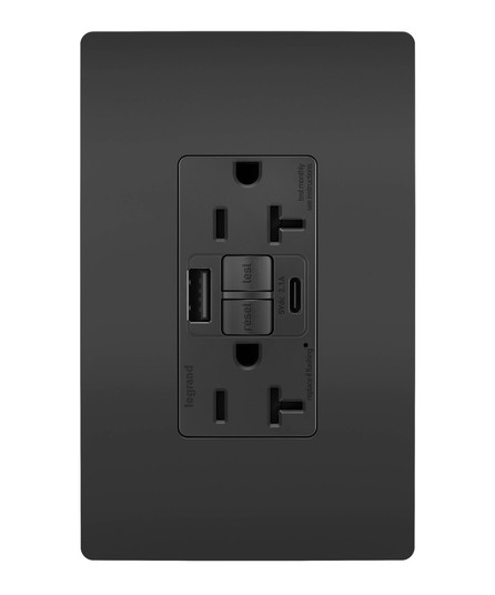 radiant Tamper-Resistant 20A Duplex Self-Test GFCI Receptacles with SafeLock Protection, Type A/C Outlet in Black (246|2097TRUSBACBK)