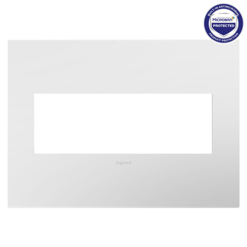 adorne Three-Gang Screwless Wall Plate with Microban in Gloss White on White (246|AWP3GWHW4)