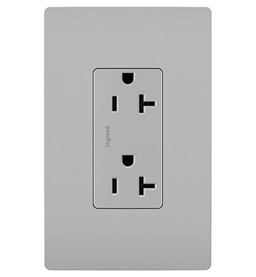radiant Spec Grade 20A Tamper-Resistant Receptacle in Gray (246|TR26352RGRY)