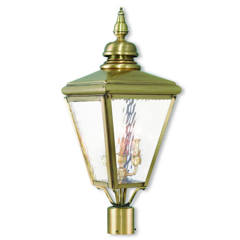Cambridge Three Light Post-Top Lanterm in Antique Brass (107|20433-01)