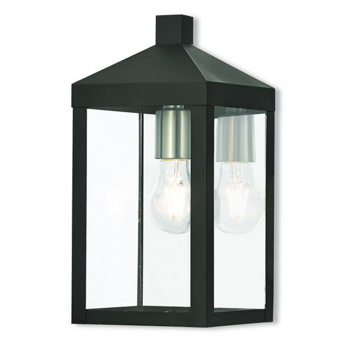 Nyack One Light Outdoor Wall Lantern in Black w/ Brushed Nickel Cluster and Polished Chrome Stainless Steel (107|20582-04) Nyack One Light Outdoor Wall Lantern in Black w/ Brushed Nickel Cluster and Polished Chrome Stainless Steel (107|20582-04)