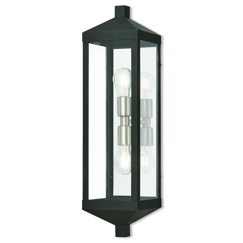 Nyack Two Light Outdoor Wall Lantern in Black w/ Brushed Nickel Cluster and Polished Chrome Stainless Steel (107|20583-04)