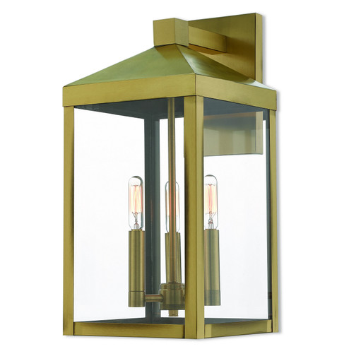 Nyack Three Light Outdoor Wall Lantern in Antique Brass (107|20584-01)