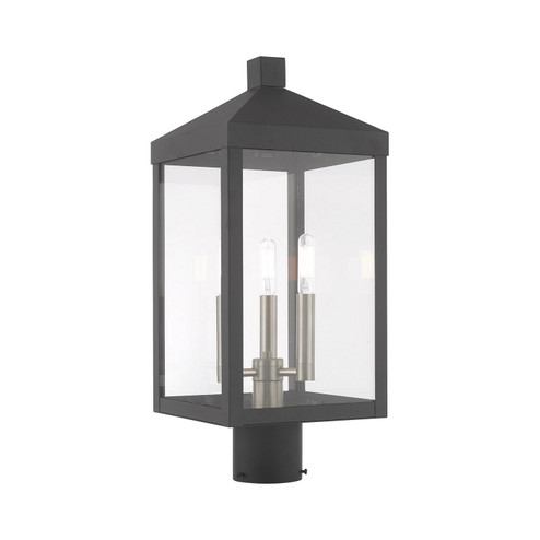 Nyack Three Light Post-Top Lanterm in Scandinavian Gray w/ Brushed Nickels (107|20592-76)