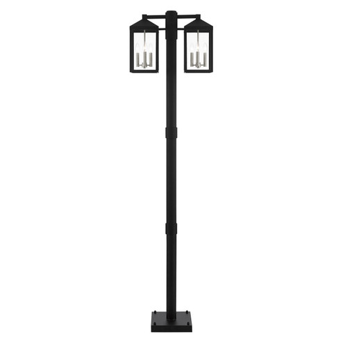 Nyack Six Light Outdoor Post Light in Black w/ Brushed Nickel Cluster and Stainless Steel Post (107|20599-04)
