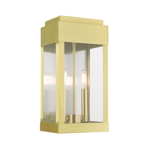 York Two Light Outdoor Wall Lantern in Satin Brass w/ Brushed Nickel Stainless Steel (107|21235-12) York Two Light Outdoor Wall Lantern in Satin Brass w/ Brushed Nickel Stainless Steel (107|21235-12)