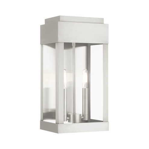 York Two Light Outdoor Wall Lantern in Brushed Nickel w/ Brushed Nickel Stainless Steel (107|21235-91) York Two Light Outdoor Wall Lantern in Brushed Nickel w/ Brushed Nickel Stainless Steel (107|21235-91)