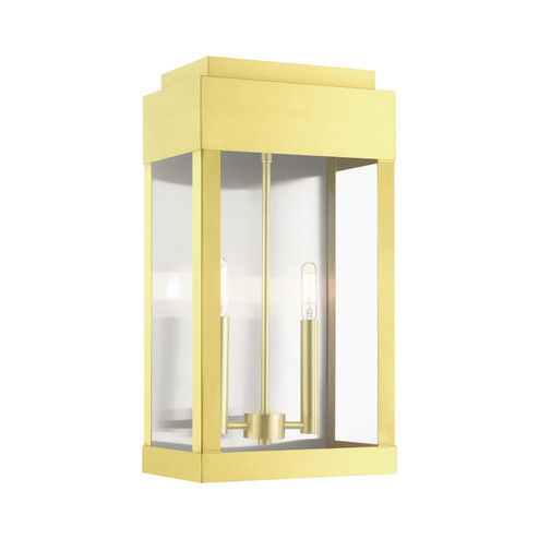 York Two Light Outdoor Wall Lantern in Satin Brass w/ Brushed Nickel Stainless Steel (107|21238-12)