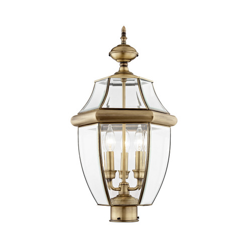 Monterey Three Light Post-Top Lanterm in Antique Brass (107|2354-01)