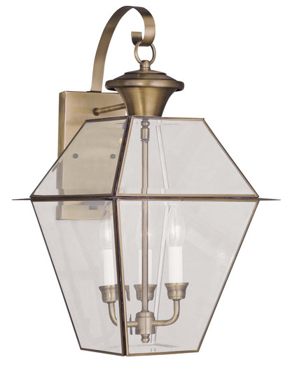 Westover Three Light Outdoor Wall Lantern in Antique Brass (107|2381-01)