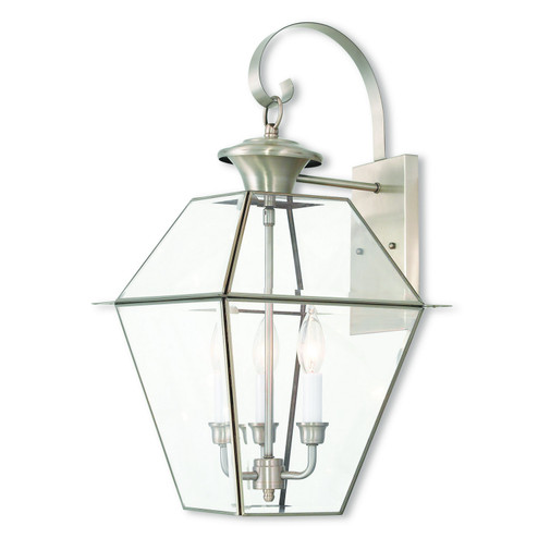 Westover Three Light Outdoor Wall Lantern in Brushed Nickel (107|2381-91)