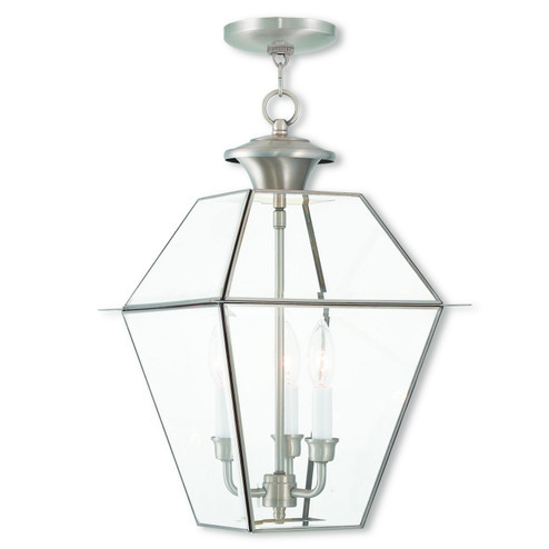 Westover Three Light Outdoor Pendant in Brushed Nickel (107|2385-91)