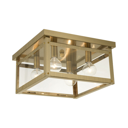 Milford Four Light Flush Mount in Antique Brass (107|4032-01)