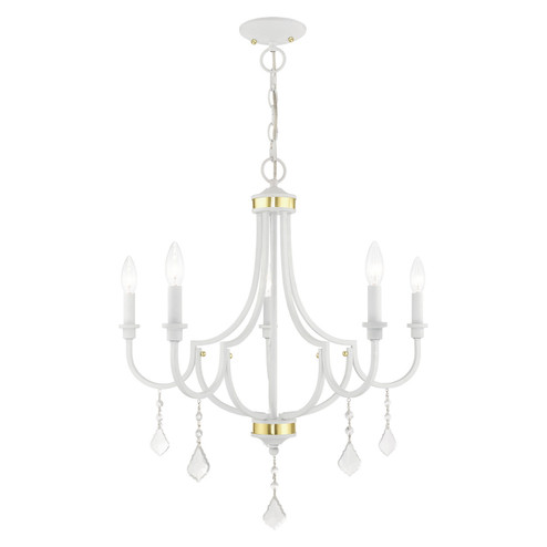 Glendale Five Light Chandelier in White w/ Polished Brasss (107|41275-03)