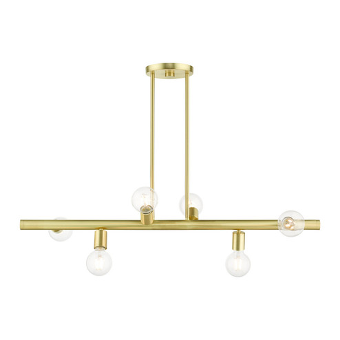 Bannister Six Light Linear Chandelier in Satin Brass (107|45866-12)