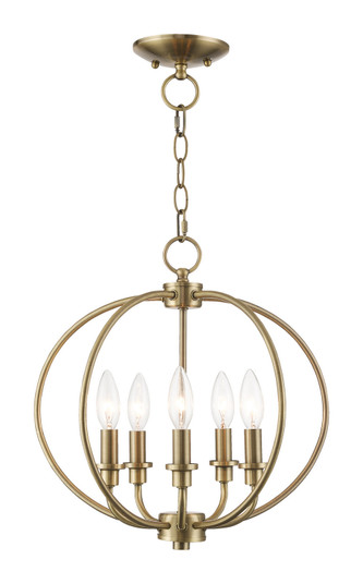 Milania Five Light Mini Chandelier/Ceiling Mount in Antique Brass (107|4665-01)