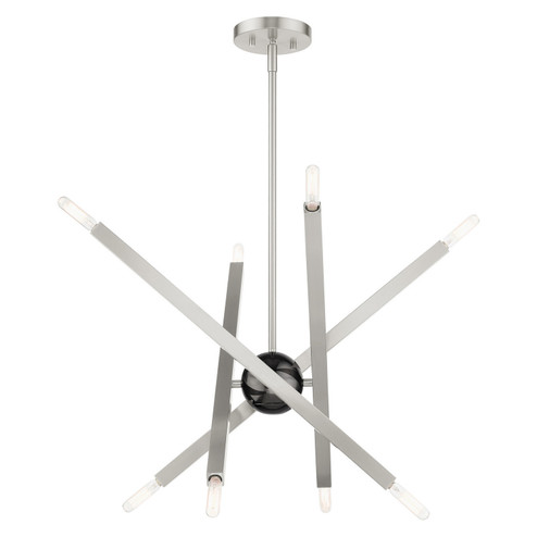 Monaco Eight Light Chandelier in Brushed Nickel w/ Black Chromes (107|46985-91)