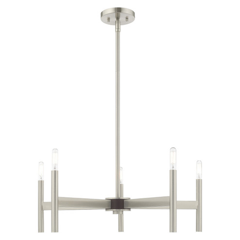 Copenhagen Five Light Chandelier in Brushed Nickel w/ Bronzes (107|51175-91)