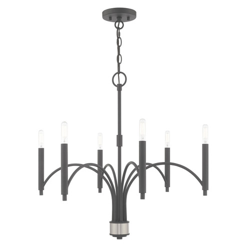 Wisteria Six Light Chandelier in Scandinavian Gray w/ Brushed Nickel (107|51336-76)