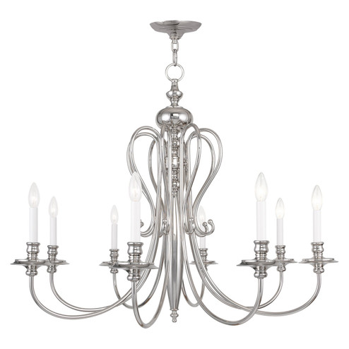 Caldwell Eight Light Chandelier in Polished Nickel (107|5168-35) Caldwell Eight Light Chandelier in Polished Nickel (107|5168-35)