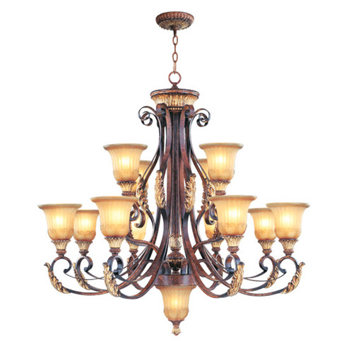 Villa Verona 13 Light Chandelier in Hand Applied Verona Bronze w/ Aged Gold Leafs (107|8559-63)