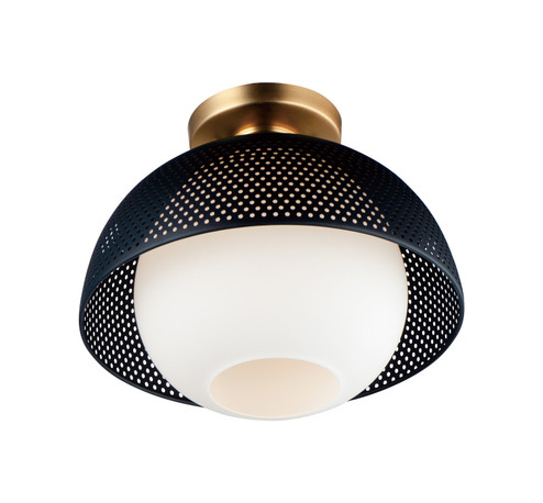 Perf One Light Flush Mount in Black / Satin Brass (16|10083WTBKSBR)