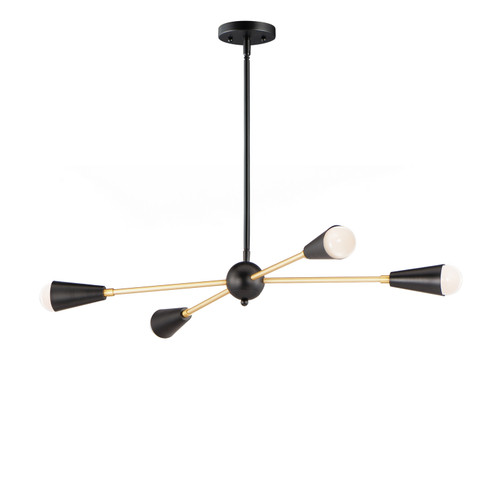 Lovell Four Light Pendant in Black / Satin Brass (16|11264BKSBR)