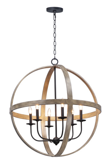 Compass Six Light Pendant in Barn Wood / Black (16|27576BWBK)