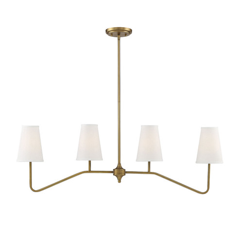 Mchan Four Light Linear Chandelier in Natural Brass (446|M10078NB)