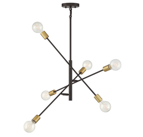Six Light Chandelier in Oil Rubbed Bronze with Natural Brass (446|M10084ORBNB)