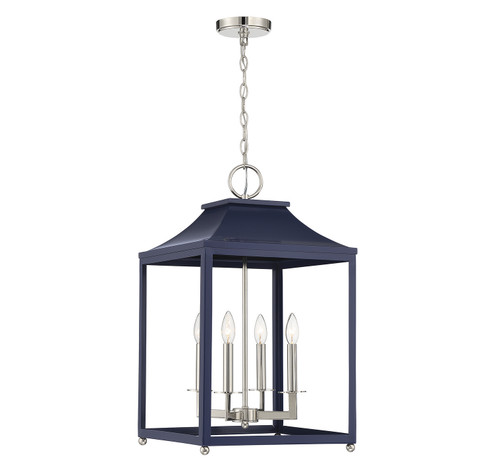 Four Light Pendant in Navy Blue with Polished Nickel (446|M30009NBLPN)