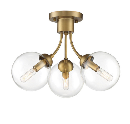 Msemi Three Light Semi-Flush Mount in Natural Brass (446|M60060NB)