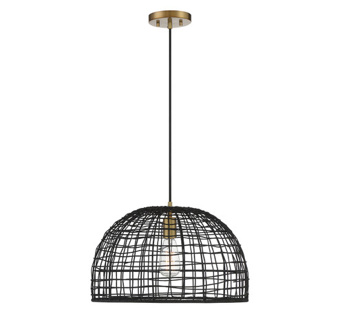 One Light Pendant in Black with Natural Brass Accents (446|M70105BRNB)