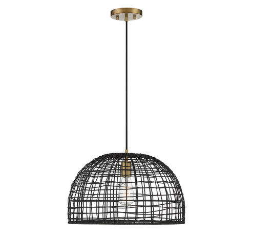One Light Pendant in Black w/Natural Brass (446|M70105BRNB)