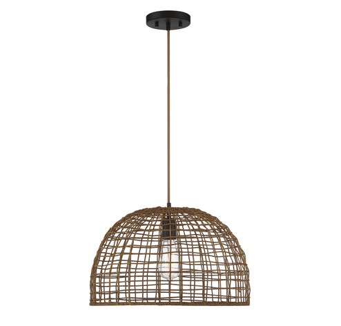 One Light Pendant in Dark Rattan with a Dark Brown Socket (446|M70105DR)