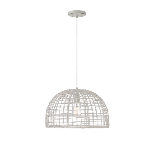 One Light Pendant in White Rattan w/White (446|M70105WR)