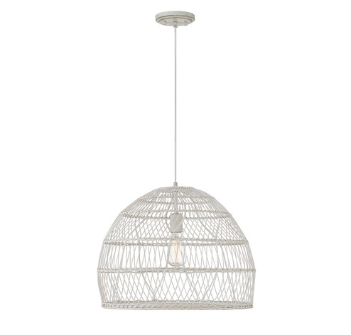 One Light Pendant in White Rattan w/White (446|M70106WR)
