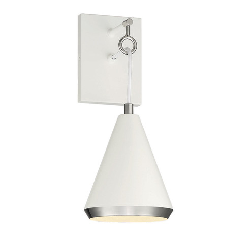 One Light Wall Sconce in White with Polished Nickel (446|M90066WHPN)