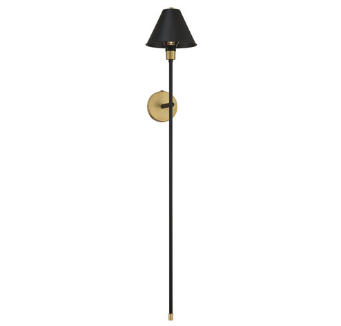 One Light Wall Sconce in Black with Natural Brass Accents (446|M90070BNB)
