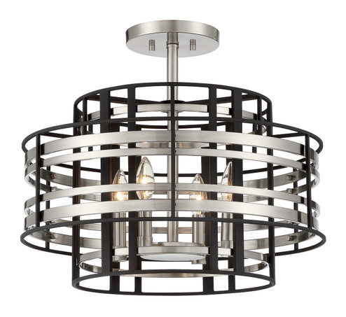 Presten Four Light Semi Flush Mount in Brushed Nickle With Sand Coal (29|N7983-420)