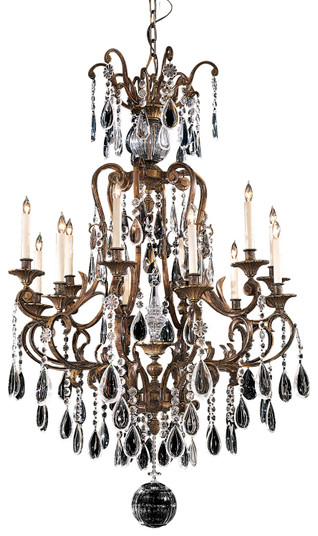 Vintage 12 Light Chandelier in Oxidized Brass (29|N950115)