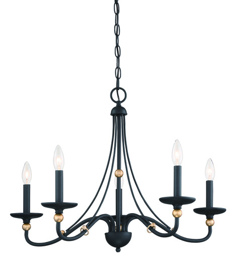 Westchester County Five Light Chandelier in Sand Coal w/Skyline Gold Leaf (7|1045-677)