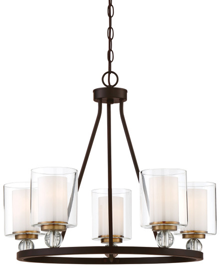 Studio 5 Five Light Chandelier in Painted Bronze w/Natural Brushed Brass (7|3075-416)