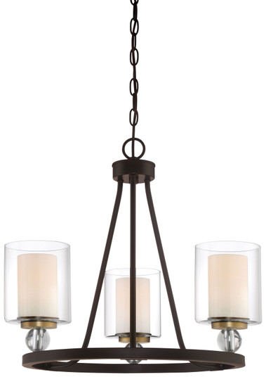 Studio 5 Three Light Chandelier in Painted Bronze w/Natural Brushed Brass (7|3077-416)